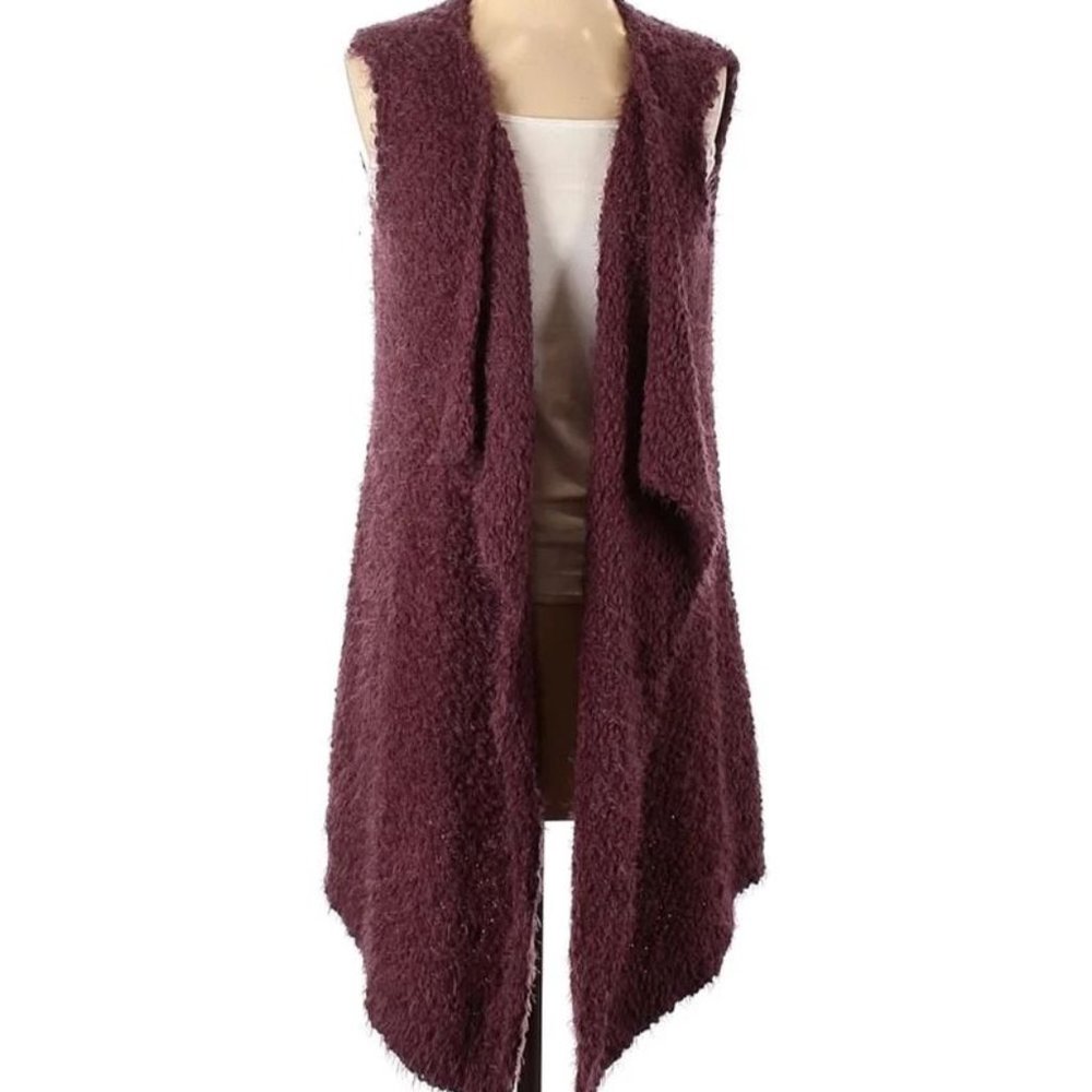 Love Sz S/M Women's Purple cardigan sweater vest NWOT